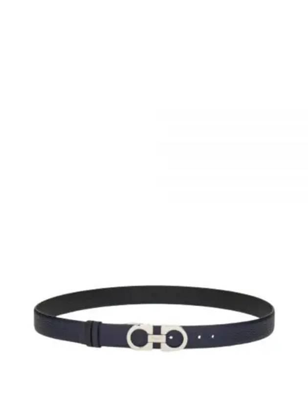 Reversible Gancini Leather Belt Black Blueberry - SALVATORE FERRAGAMO - BALAAN 2