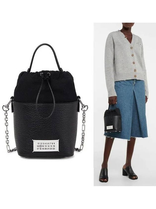 5AC Number Logo Texture Leather Bucket Bag Black - MAISON MARGIELA - BALAAN 2