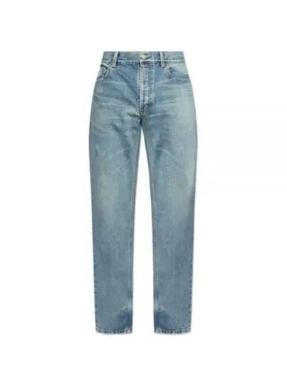 Cotton Straight Leg Jeans Blue - SAINT LAURENT - BALAAN 2