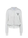 Logo Cashmere Zip Up Hoodie Grey - PRADA - BALAAN 2