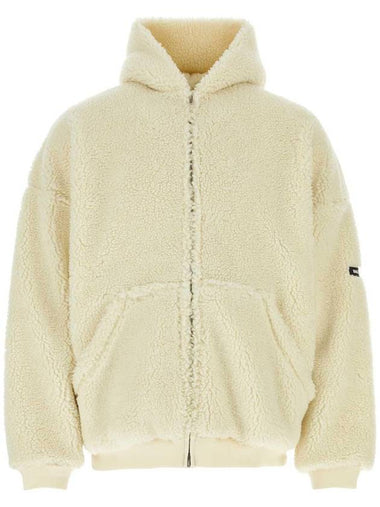 Fake Shearling Zip-Up Hoodie Beige - BALENCIAGA - BALAAN 1