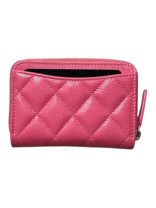 Classic Grained Shiny Calfskin Zipped Coin Wallet Pink - CHANEL - BALAAN 4