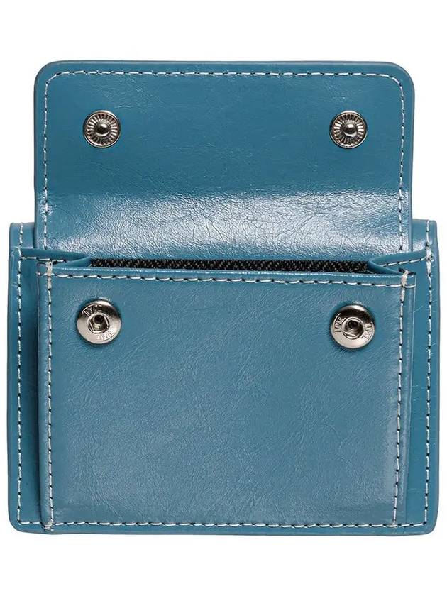 Le Mask Dot Pocket 3-fold Half Wallet Coin Bill Card Wallet Dusty Blue - LE MASQUE - BALAAN 4