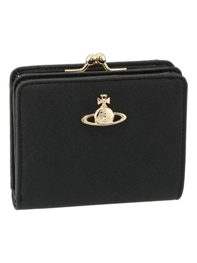 Saffiano Coin Half Wallet Black - VIVIENNE WESTWOOD - BALAAN 1