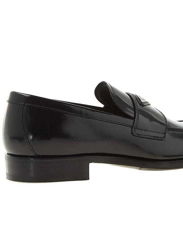 Men's Triangle Logo Leather Loafers Black - PRADA - BALAAN 11