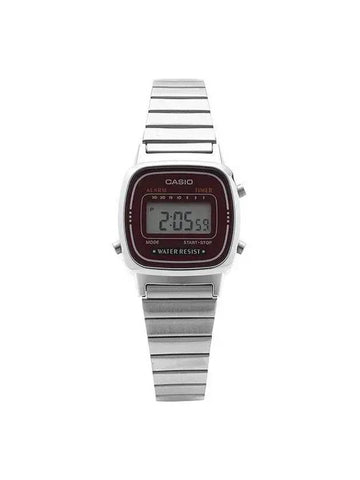 Women's Digital Quartz Metal Watch Silver Red - CASIO - BALAAN 1