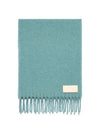 Logo Patch Fringe Wool Muffler Aquamarine - AMI - BALAAN 1