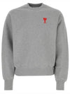 Cotton Heart Logo Sweatshirt Heather Grey - AMI - BALAAN 6