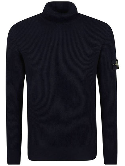 Men's Logo Patch Turtleneck Navy - STONE ISLAND - BALAAN 2