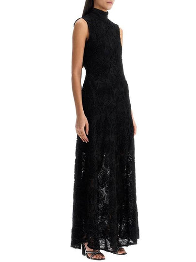 black maxi dress in recycled polyester floral mesh - ROTATE - BALAAN 2