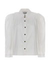 Cotton Poplin Long Sleeve Shirt White - GANNI - BALAAN 1