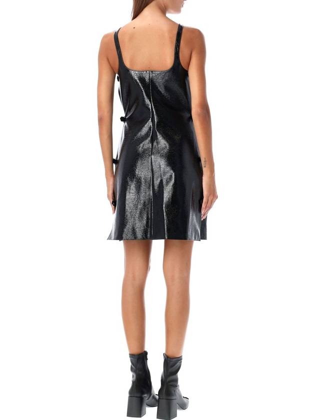 Women s Short Midi Dress Courr ges Glossy Black Strappy - COURREGES - BALAAN 3