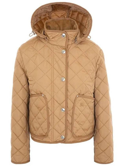 Women's Cropped Quilted Hoodie Jacket Archives Beige - BURBERRY - BALAAN 2