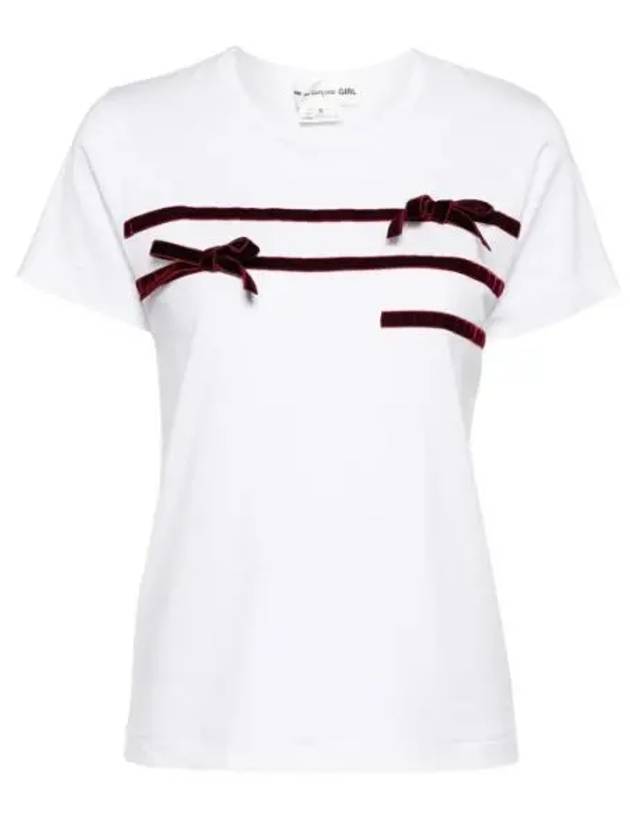 Velvet Ribbon Short Sleeve T-Shirt White - COMME DES GARCONS - BALAAN 2