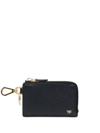 Logo Decorated Leather Card Wallet Black - TOM FORD - BALAAN 1