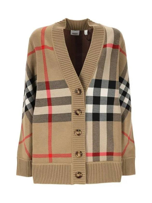 Check Technical Wool Jacquard Cardigan Archive Beige - BURBERRY - BALAAN 2