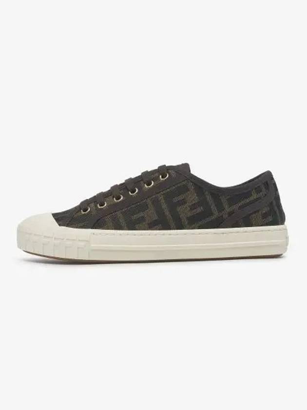 Domino FF Fabric Low Top Sneakers Brown - FENDI - BALAAN 2