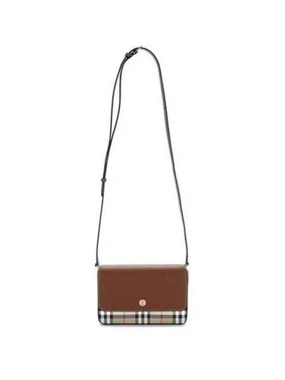 Vintage check leather shoulder bag brown 8056346 8058004 - BURBERRY - BALAAN 2