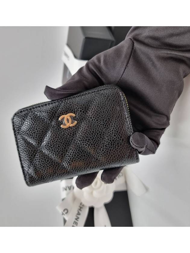 Classic Zipped Coin Purse Grained Calfskin & Gold Black - CHANEL - BALAAN 5