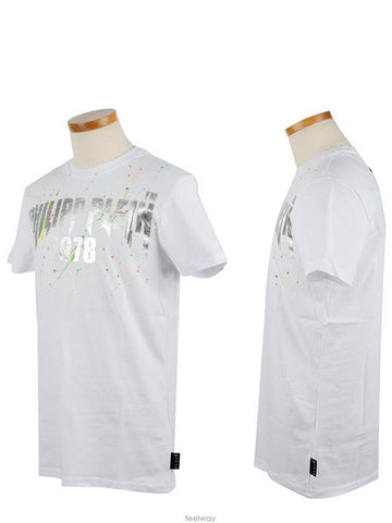 Logo Painted Printing Cotton Short Sleeve T-Shirt White - PHILIPP PLEIN - BALAAN 1