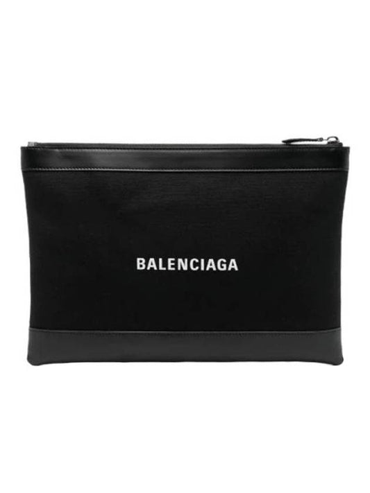 Logo Leather Clutch Bag Black - BALENCIAGA - BALAAN.