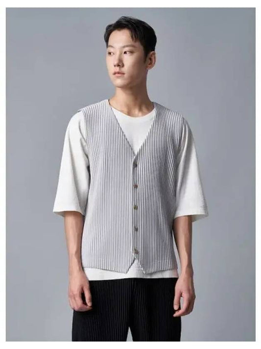 Basic button down vest light gray domestic product GM0023070646165 - ISSEY MIYAKE - BALAAN 1