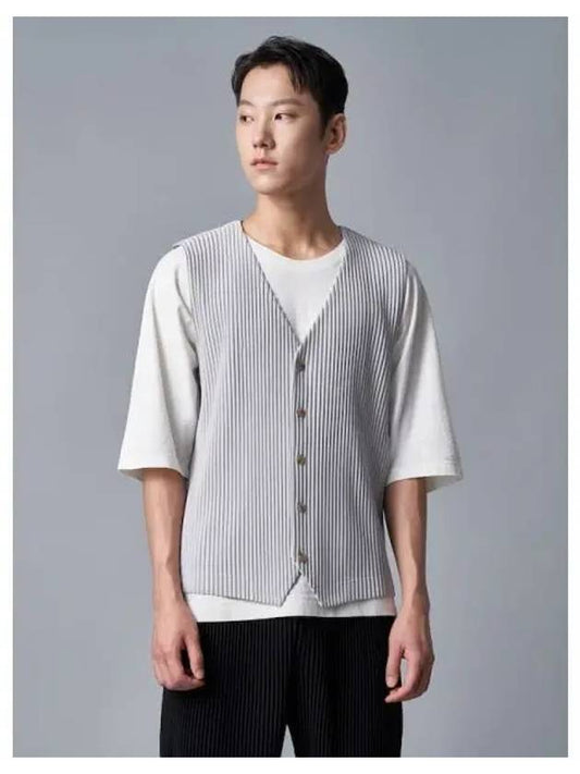 Basic button down vest light gray domestic product - ISSEY MIYAKE - BALAAN 1