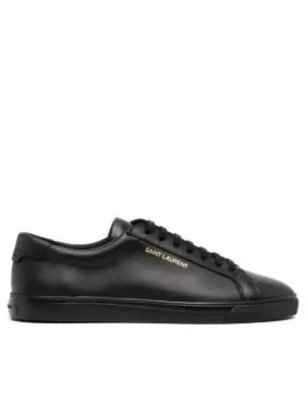 Andy Embossed Logo Leather Low Top Sneakers Black - SAINT LAURENT - BALAAN 2