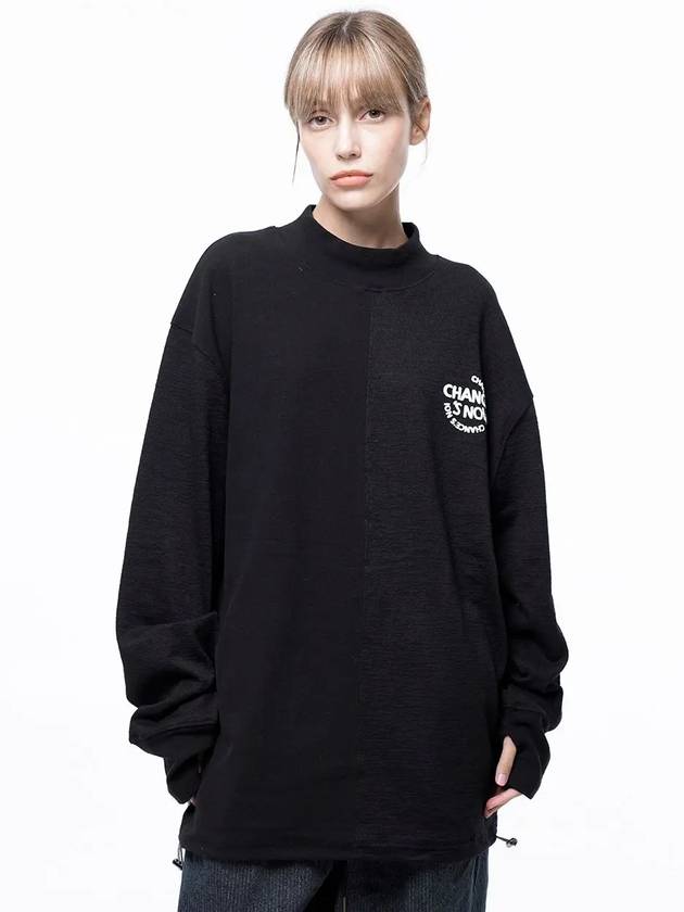 Four Woman Women s M243MT03BK Circular Reverse Sleeve Half Neck Sweatshirt Black - CHANCE'S NOI - BALAAN 1