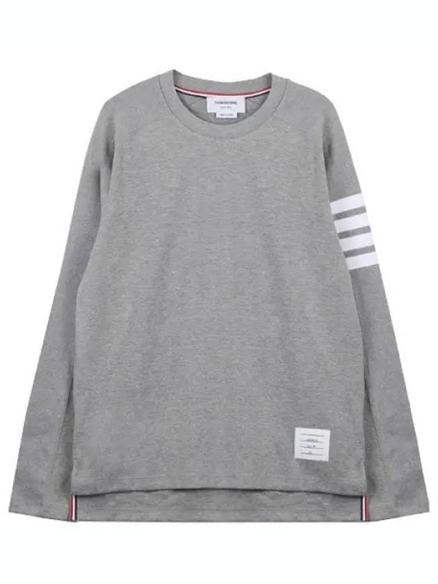 4-Bar Striped Cotton Long Sleeve T-Shirt Light Grey - THOM BROWNE - BALAAN 2