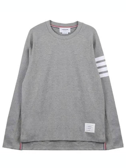 4-Bar Striped Cotton Long Sleeve T-Shirt Light Grey - THOM BROWNE - BALAAN 2