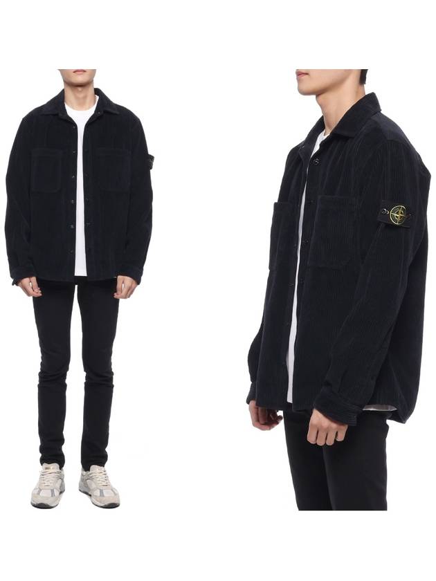 Cotton Corduroy 400 TC Over Long Sleeve Shirt Navy - STONE ISLAND - BALAAN 2