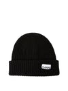 Logo Patch Knit Beanie Black - GANNI - BALAAN 2