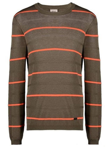 striped crew neck MILITARE SWEATER - ARMANI COLLEZIONI - BALAAN 1