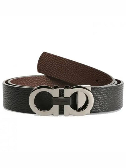 Reversible Gancini Belt Black Hickory - SALVATORE FERRAGAMO - BALAAN 2