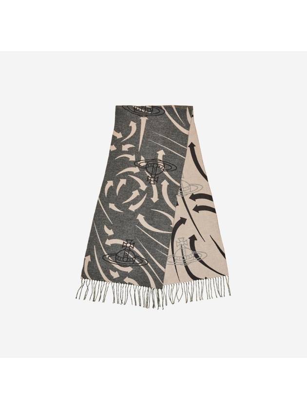 Arrow Print Wool Scarf Grey - VIVIENNE WESTWOOD - BALAAN 1