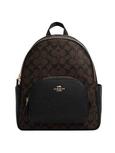 Court Signature Canvas Backpack Brown Black - COACH - BALAAN 1