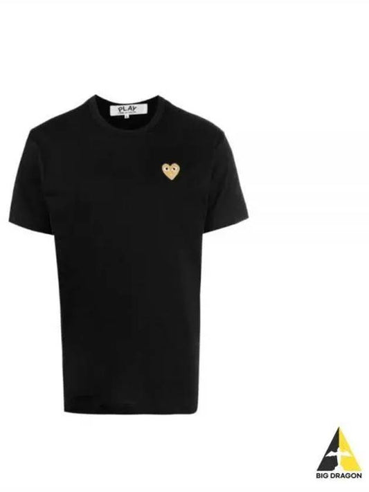 Small Gold Heart Wappen Short Sleeve T-Shirt Black P1 T216 1 - COMME DES GARCONS - BALAAN 2