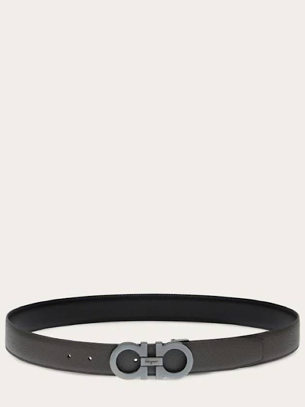 Reversible Gancini Leather Belt Grey - SALVATORE FERRAGAMO - BALAAN 4