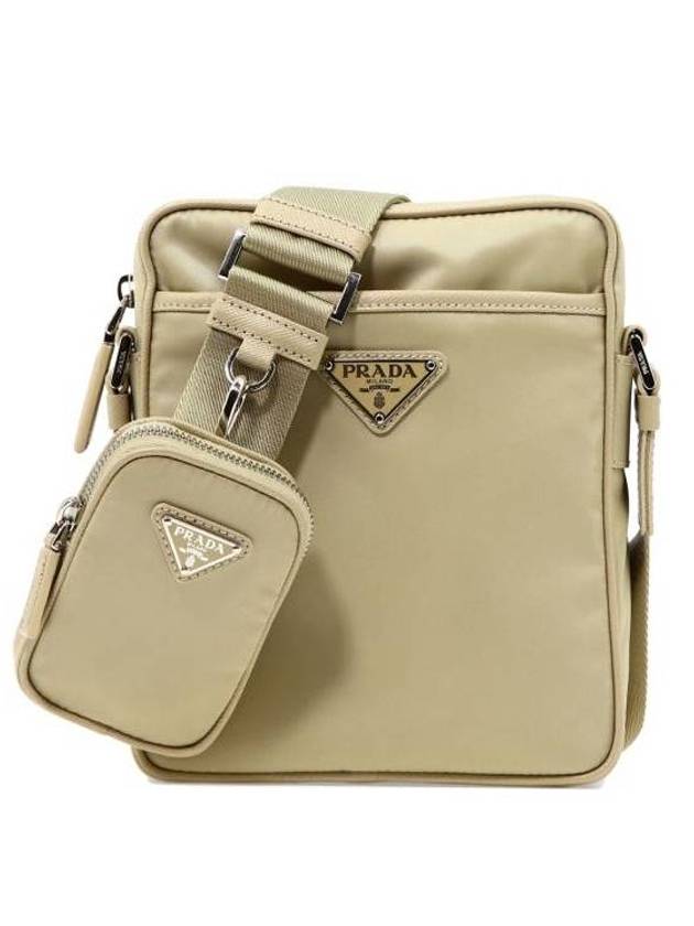 Triangle Logo Re-Nylon Saffiano Leather Cross Bag Beige - PRADA - BALAAN 1