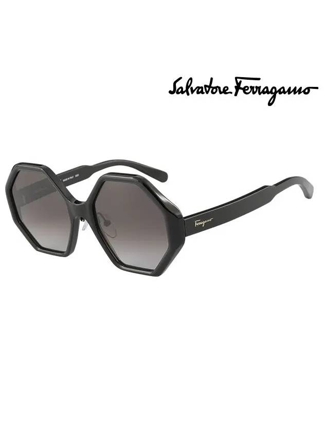 Eyewear Hexa Acetate Sunglasses Black - SALVATORE FERRAGAMO - BALAAN 2