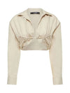 La Chemise Machou Bolero Crop Blouse Beige - JACQUEMUS - BALAAN 2