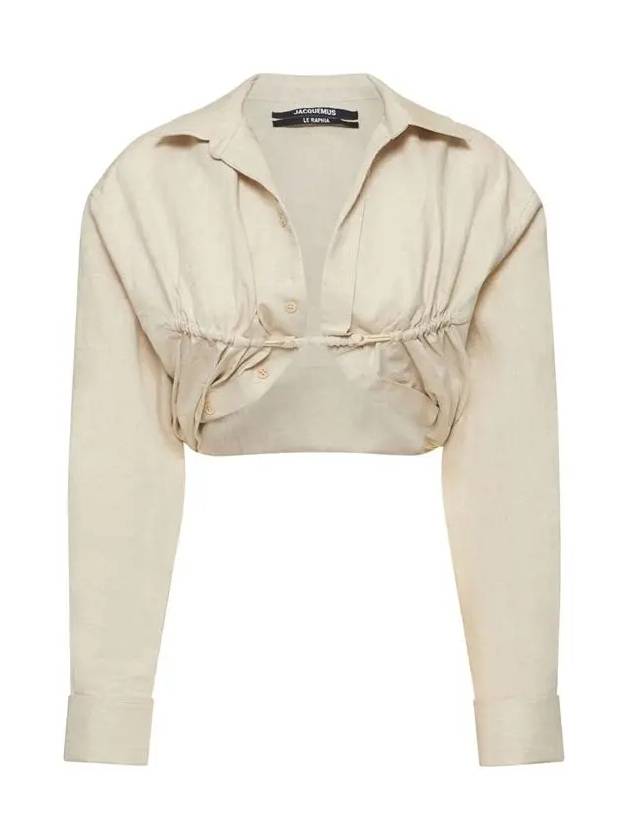 La Chemise Machou Bolero Crop Blouse Beige - JACQUEMUS - BALAAN 3