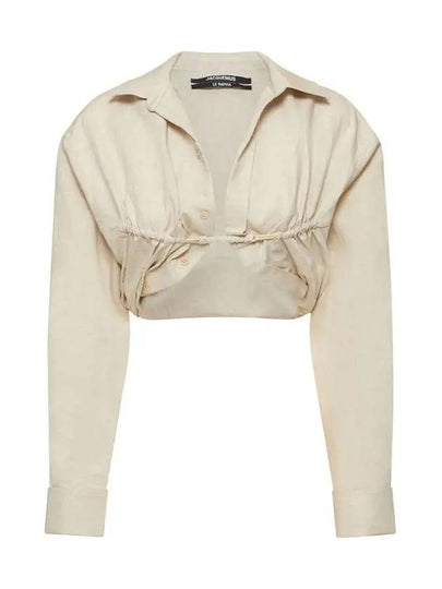 La Chemise Machou Bolero Crop Blouse Beige - JACQUEMUS - BALAAN 2