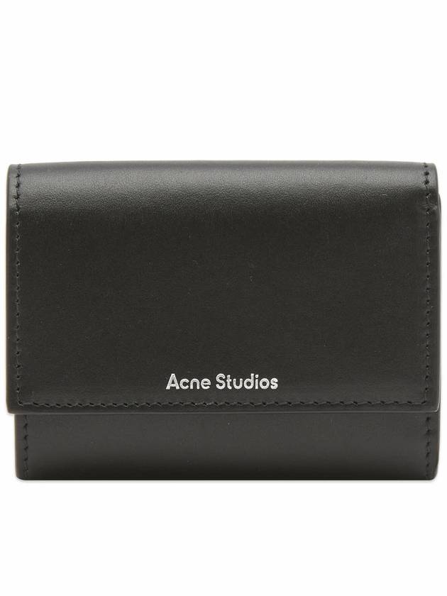 Logo Tri-Fold Leather Half Wallet Black - ACNE STUDIOS - BALAAN 2