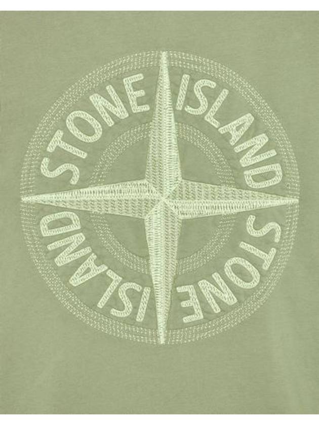 Garment Dyed Stitches Four Print Crewneck Sweatshirt Green - STONE ISLAND - BALAAN 4