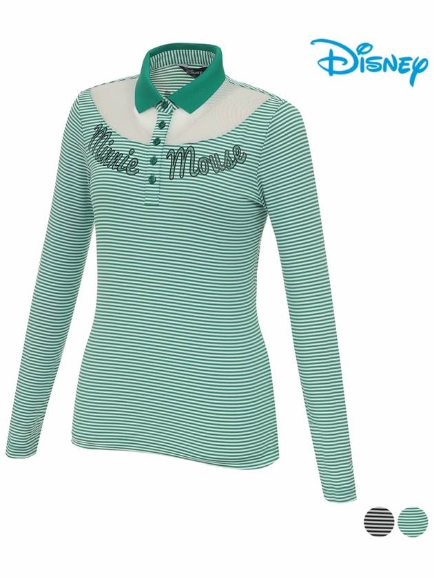 Striped Mesh Long Sleeve Collar T-Shirt DL1LTS004 - DISNEY GOLF - BALAAN 2