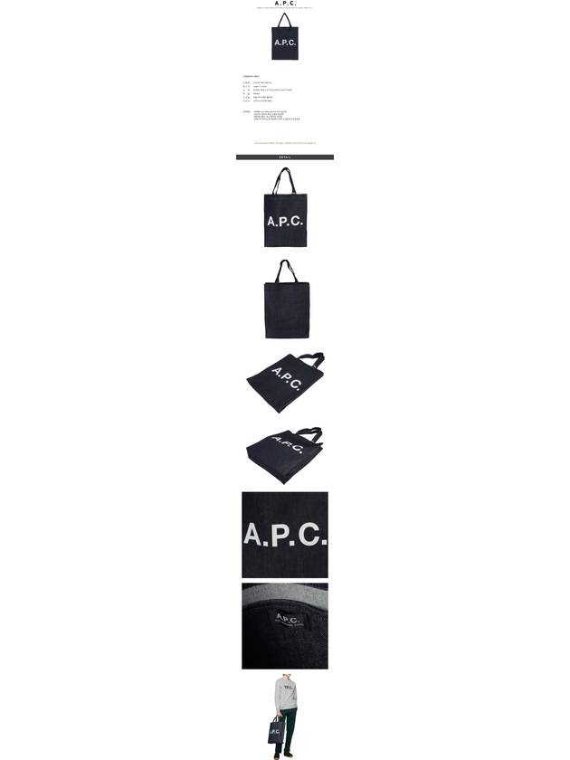 Eco Lou Logo Tote Bag Navy - A.P.C. - BALAAN 3