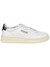 Men's Medalist Leather Low Top Sneakers White Green - AUTRY - BALAAN 1