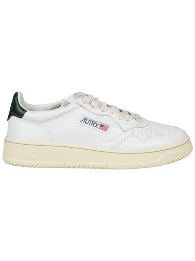 Men's Medalist Leather Low Top Sneakers White Green - AUTRY - BALAAN 1